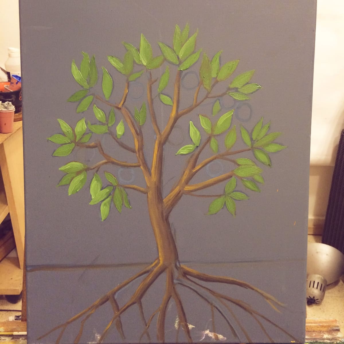 Tree painting in progress